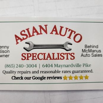 Asian Auto Specialists - Auto Repair Near Me - Knoxville, Tennessee Asian Auto Specialists - Auto Repair Near Me - Knoxville, Tennessee