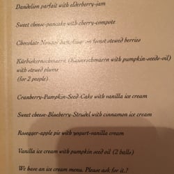 Alpengasthof Peter Rosegger - Dessert Menu!