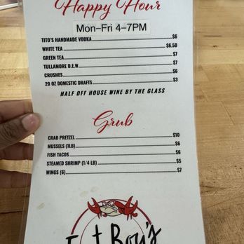 Fat Boys Crab House - Happy Hour Menu - Seafood Near Me - Crofton, Maryland