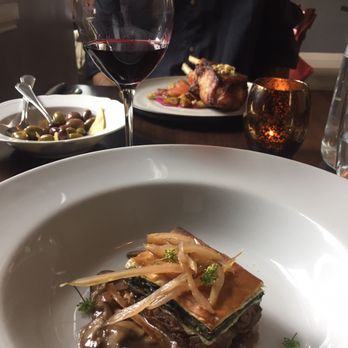 Bouquet Restaurant - June 2017 tasting menu entree- braised beef spanakopita paired with an Argentinian Malbec. - Bars Near Me - Covington, Kentucky