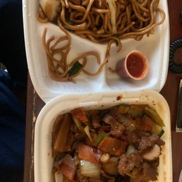 Chicken chow mein and schezuan beef Chicken chow mein and schezuan beef
