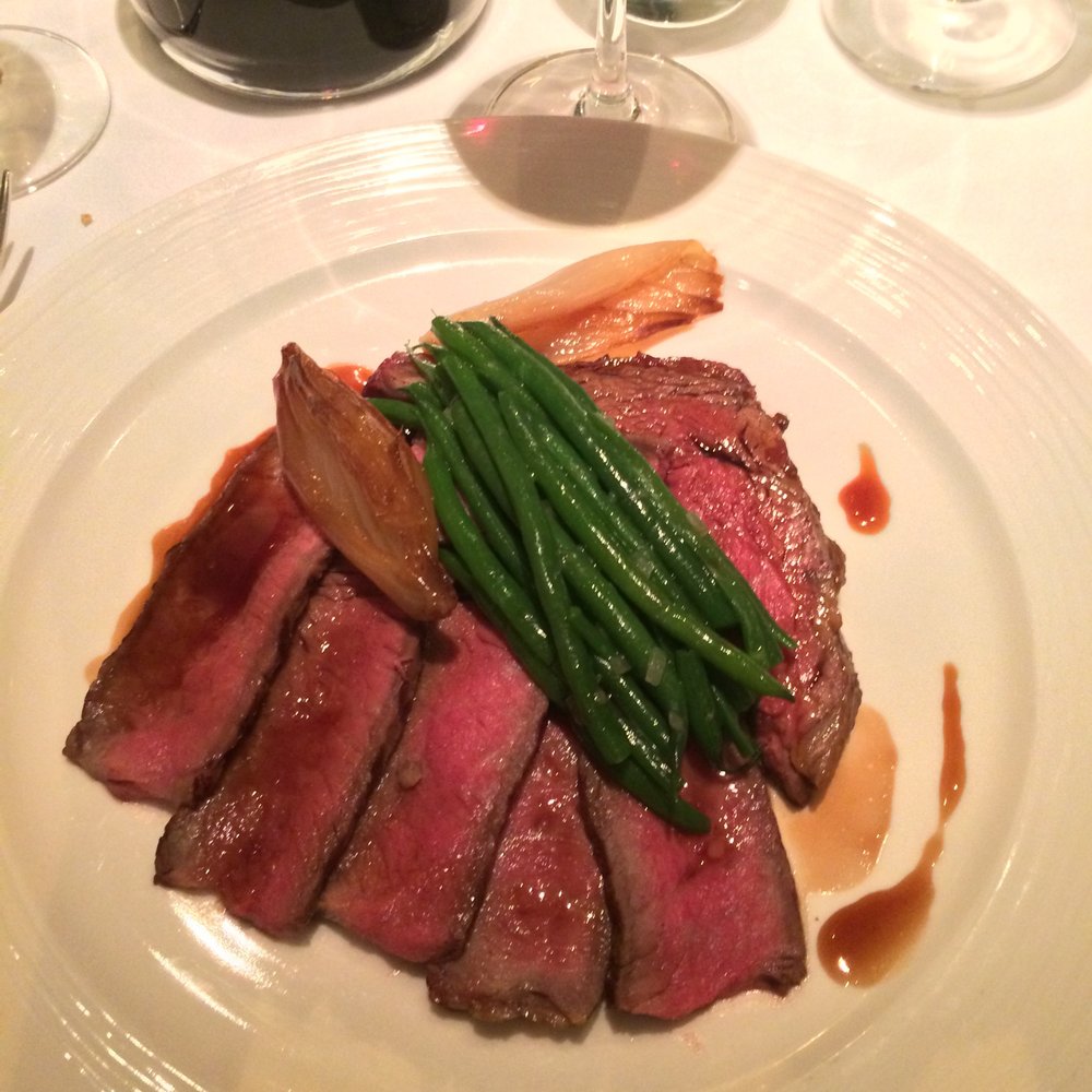 One half of the Côte de Boeuf, cooked medium.