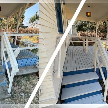 Burgan Home Services - This old deck wasn't in the budget to be replaced, but the marine grade coating really helps keep it going until it is. - Painters Near Me - Spokane Valley, Washington Burgan Home Services - This old deck wasn't in the budget to be replaced, but the marine grade coating really helps keep it going until it is. - Painters Near Me - Spokane Valley, Washington