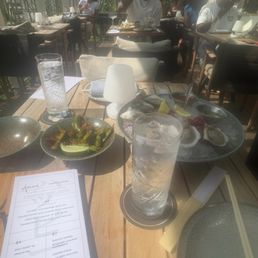 Patio, EDAMAME, oysters and water