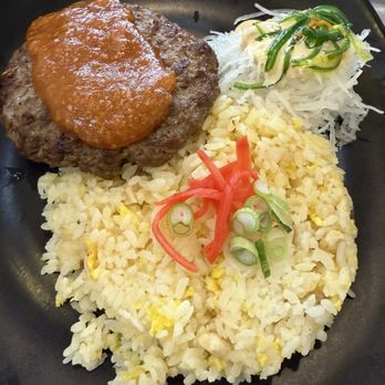 Tokyo Hanten - 33. Hamburger with chili sauce over fried rice - Japanese Near Me - Edgewater, New Jersey Tokyo Hanten - 33. Hamburger with chili sauce over fried rice - Japanese Near Me - Edgewater, New Jersey