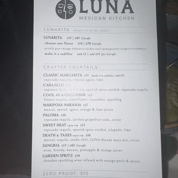 LUNA Mexican Kitchen - The Pruneyard - House cocktails - Mexican Near Me - Campbell, California