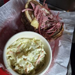 Ruben sandwich and coleslaw