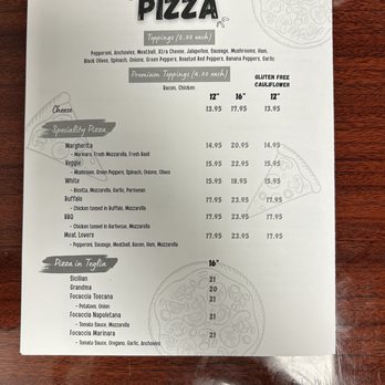 Focaccia 14th Ave - Back of menu 10/17/25 - Pizza Near Me - Vero Beach, Florida