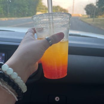 Evergreen Coffee & Dessert - Mango tea with pomegranate boba 3 - Coffee & Tea Near Me - Longview, Texas