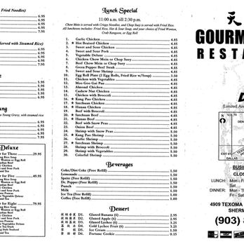 Gourmet China - Menu page 1 of 2 - Chinese Near Me - Sherman, Texas Gourmet China - Menu page 1 of 2 - Chinese Near Me - Sherman, Texas