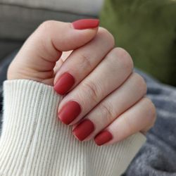 Matte gel manicure on real nails.