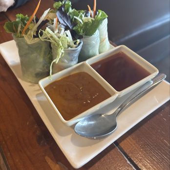 Thai Paradise - Fresh Spring Rolls w/ Peanut Sauce & Sweet Plum Sauce - Thai Near Me - Folsom, California Thai Paradise - Fresh Spring Rolls w/ Peanut Sauce & Sweet Plum Sauce - Thai Near Me - Folsom, California