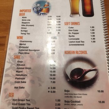 Koreatown - List of drinks!!! - Korean Near Me - Mesa, Arizona