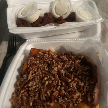 Georgia Potato Factory - This is the Sweet Potato with Jerk Chicken and ranch sauce - Specialty Food Near Me - Jonesboro, Georgia Georgia Potato Factory - This is the Sweet Potato with Jerk Chicken and ranch sauce - Specialty Food Near Me - Jonesboro, Georgia
