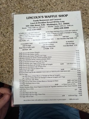 Menu photo 2 Lincoln's Waffle Shop Washington, DC, DC Menu photo 2 Lincoln's Waffle Shop Washington, DC, DC