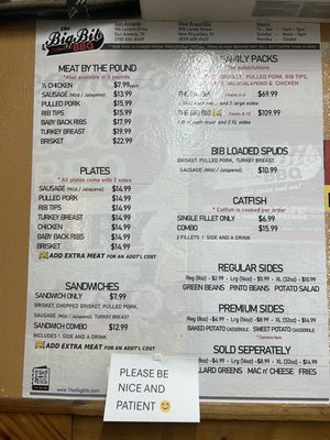Menu photo 1 The Big Bib BBQ San Antonio, TX Menu photo 1 The Big Bib BBQ San Antonio, TX