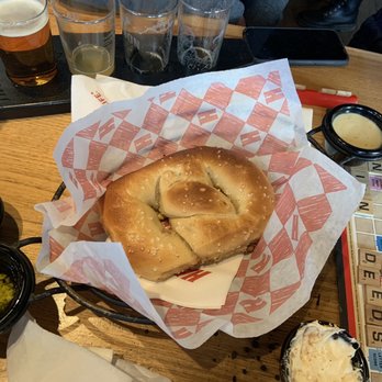 Harpoon Brewery - Salted Pretzel with Garlic Parmesan Butter and IPA Cheese - Breweries Near Me - Boston, Massachusetts