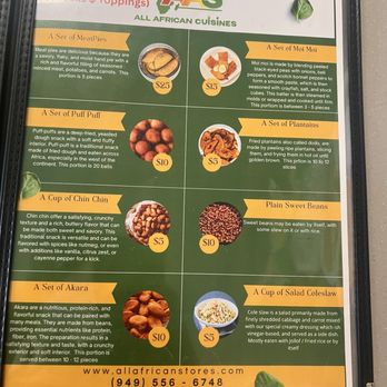 All African Cuisines - Menu - African Near Me - Santa Ana, California All African Cuisines - Menu - African Near Me - Santa Ana, California