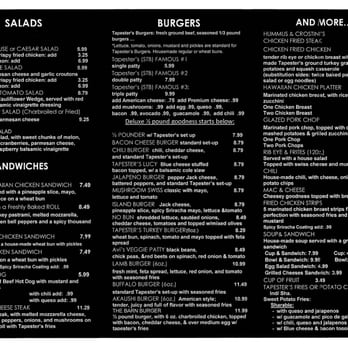 Tapester's Grill - Menu (inner) - American Near Me - Houston, Texas Tapester's Grill - Menu (inner) - American Near Me - Houston, Texas