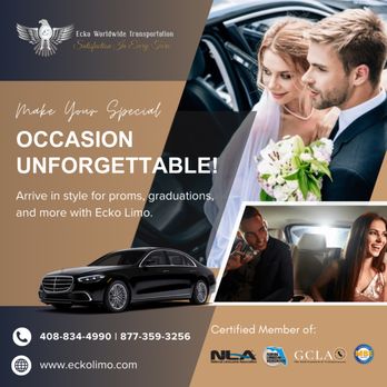 Ecko Worldwide Transportation - Arrive in style for proms, graduations, and any big event with Ecko Limo. Call us @ 877-359-3256 - Limos Near Me - Santa Clara, California Ecko Worldwide Transportation - Arrive in style for proms, graduations, and any big event with Ecko Limo. Call us @ 877-359-3256 - Limos Near Me - Santa Clara, California