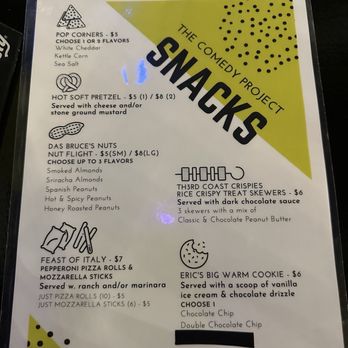 The Comedy Project - Snacks menu - Comedy Clubs Near Me - Grand Rapids, Michigan