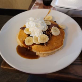 Another Broken Egg Cafe - Banana Foster Pancake - Breakfast & Brunch Near Me - Bossier City, Louisiana Another Broken Egg Cafe - Banana Foster Pancake - Breakfast & Brunch Near Me - Bossier City, Louisiana