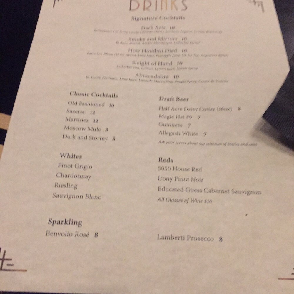 Chicago Magic Lounge - Menu 1 - Magicians Near Me - Chicago, Illinois