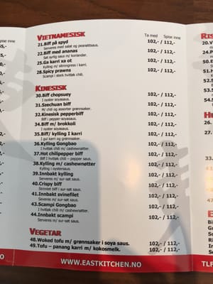 Menu photo 3 East Kitchen Oslo, 03 Menu photo 3 East Kitchen Oslo, 03