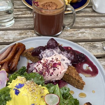 Nourish In The Harbour - Half golden benny half pancake - Breakfast & Brunch Near Me - Victoria, British Columbia Nourish In The Harbour - Half golden benny half pancake - Breakfast & Brunch Near Me - Victoria, British Columbia