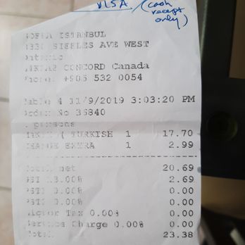Sofra Istanbul - Check your receipts carefully. Make sure you get them in the first place. - Mediterranean Near Me - Vaughan, Ontario