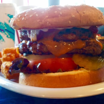 Silver Falls Country Store - DOUBLE CHEESE ! 2 1/3lb patties, hand built, HEAVENLY ! With tots too ! - Burgers Near Me - Silverton, Oregon Silver Falls Country Store - DOUBLE CHEESE ! 2 1/3lb patties, hand built, HEAVENLY ! With tots too ! - Burgers Near Me - Silverton, Oregon