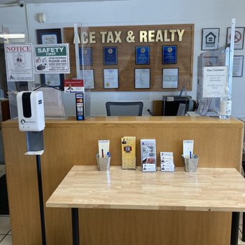 Ace Tax and Realty - Plexiglass and hand sanitizer have been added for your safety. - Notaries Near Me - Perris, California Ace Tax and Realty - Plexiglass and hand sanitizer have been added for your safety. - Notaries Near Me - Perris, California