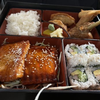 Tibetan Japanese Restaurant - Salmon Dinner bento box - Japanese Near Me - Jackson Heights, New York Tibetan Japanese Restaurant - Salmon Dinner bento box - Japanese Near Me - Jackson Heights, New York