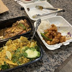 Appethaizing - Drunken noodles, pineapple, chicken rice, sweet chili chicken.