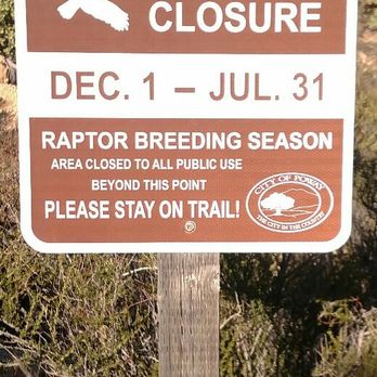 Ellie Lane Trail - Raptor breeding sign - Hiking Near Me - Poway, California