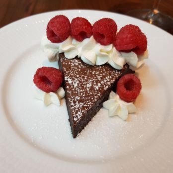 Aquavit - Kladdkaka - dense chocolate cake with raspberries.  2020 10 22. M2. - Scandinavian Near Me - New York, New York