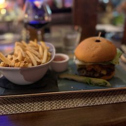 Burger with sea salt fries
