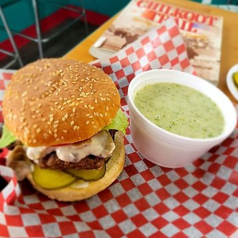 Gina's Sugar Shack - a hamburger with a side of soup - Burgers Near Me - Wildwood, Alberta Gina's Sugar Shack - a hamburger with a side of soup - Burgers Near Me - Wildwood, Alberta