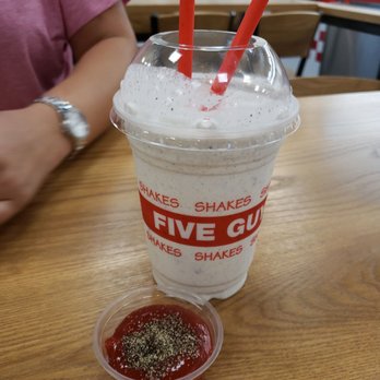 Five Guys - Oreo milkshake, and black pepper on ketchup to match :) - Burgers Near Me - Bonita Springs, Florida