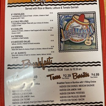 Taqueria Hernandez - a menu for a mexican restaurant - Mexican Near Me - Altus, Oklahoma