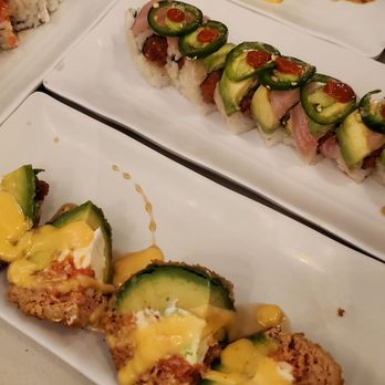 Sushiholics - Avocado bomb on left, forgot what the right was - Sushi Bars Near Me - West Covina, California Sushiholics - Avocado bomb on left, forgot what the right was - Sushi Bars Near Me - West Covina, California