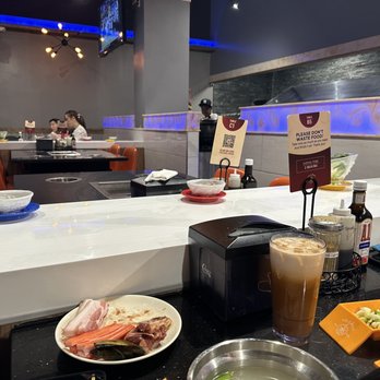 Volcano Hot Pot - The conveyor belts with sides such as sweet potatoes, lettuce, spinach, or carrots. - Hot Pot Near Me - NORTH WALES, Pennsylvania