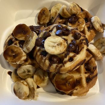 Pyramid Cafe - Banana and chocolate chip waffles - Burgers Near Me - Las Vegas, Nevada Pyramid Cafe - Banana and chocolate chip waffles - Burgers Near Me - Las Vegas, Nevada