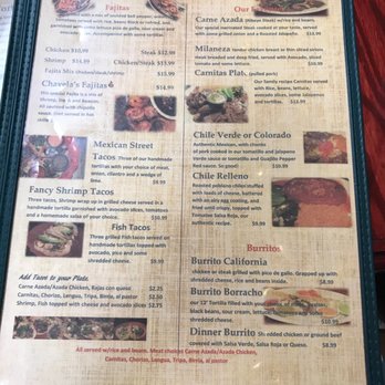 Chavela's Mexican Cuisine - Menu - Mexican Near Me - Webb City, Missouri