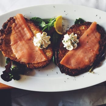 Cafe Polonia - Smoked salmon potato pancakes - Polish Near Me - Boston, Massachusetts