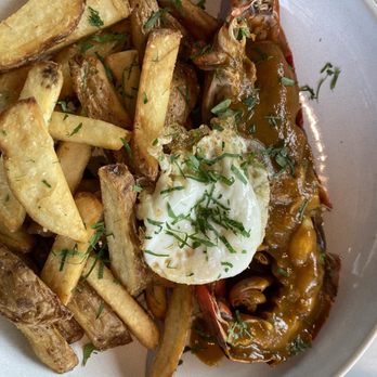 Del Mar - Grilled half lobster with a poached egg and fries - Spanish Near Me - Washington, DC, District of Columbia