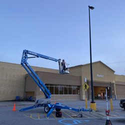Engineered Electrical Solutions - Installing a parking lot light at the Mocks Corner Walmart.