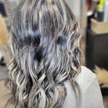 Studio M Beauty Co - Gray blended hair with extensions - Hair Salons Near Me - Salem, Oregon Studio M Beauty Co - Gray blended hair with extensions - Hair Salons Near Me - Salem, Oregon