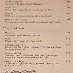 Drink menu, side 1 Drink menu, side 1