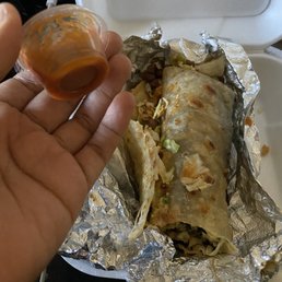 Small oily burrito and small salsa smh Small oily burrito and small salsa smh